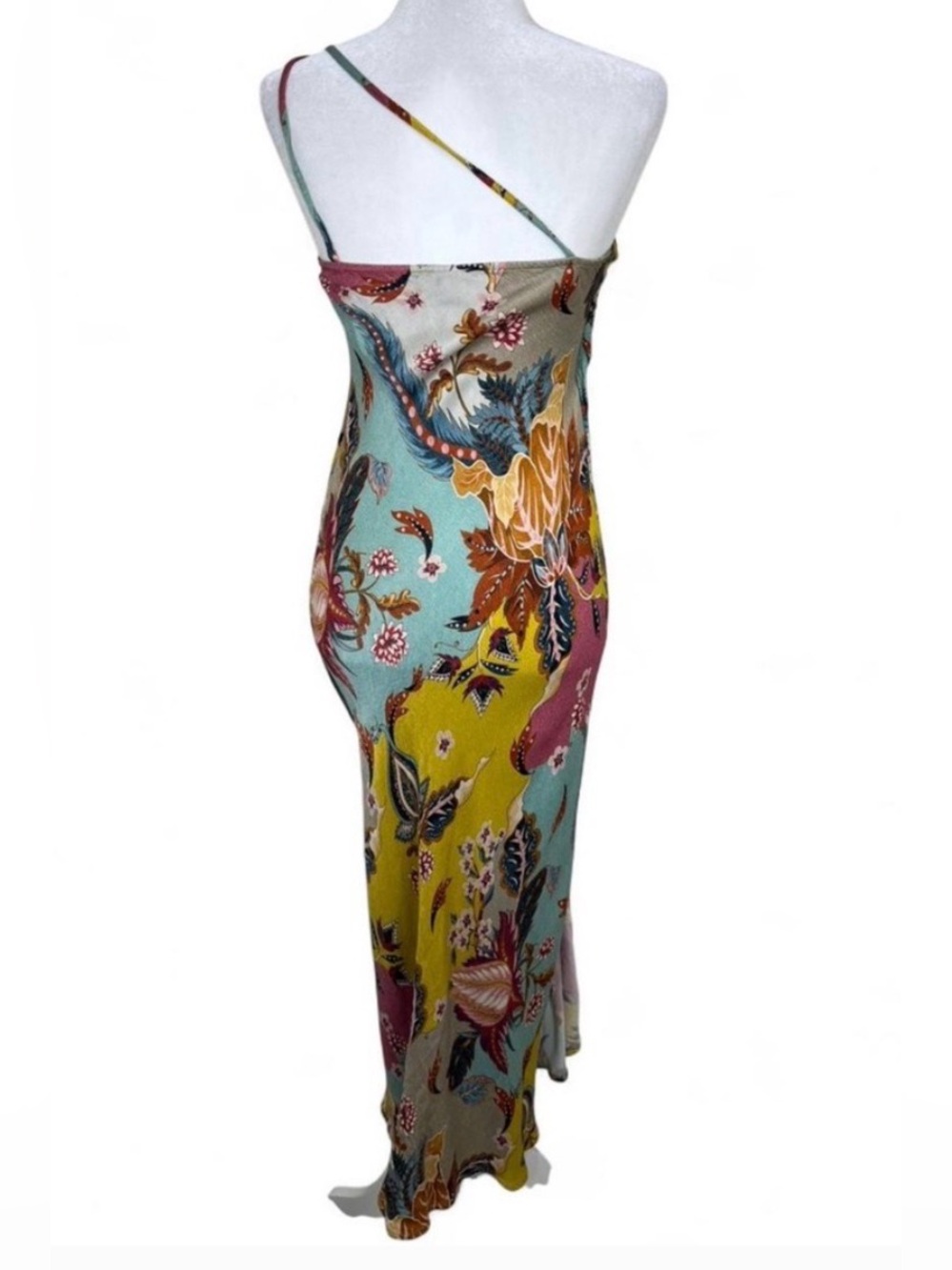 BL-NK Anthropologie One Shoulder Floral Slip Maxi Dress Multicolor Size 6 Boho - Picture 7 of 11